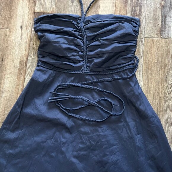 VERONICA BEARD Tucker Ruched Halter Midi Dress Size 10 - Picture 4 of 9